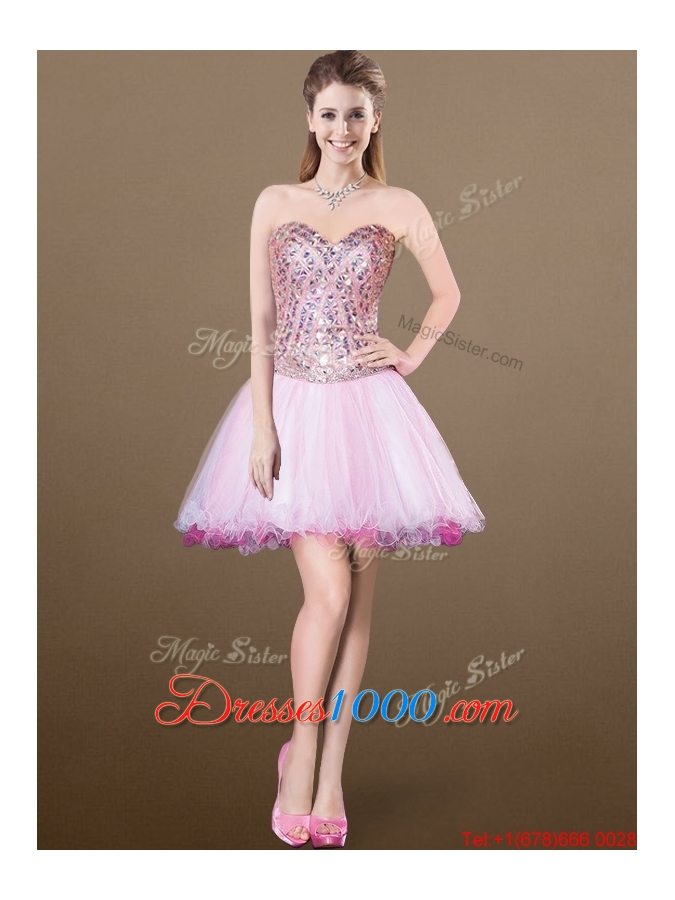 Lovely A Line Sweetheart Beading Detachable Prom Dresses for 2016