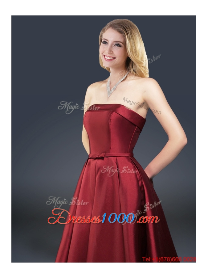 Winter Gorgeous A Line Strapless Prom Dresses with Brush Train