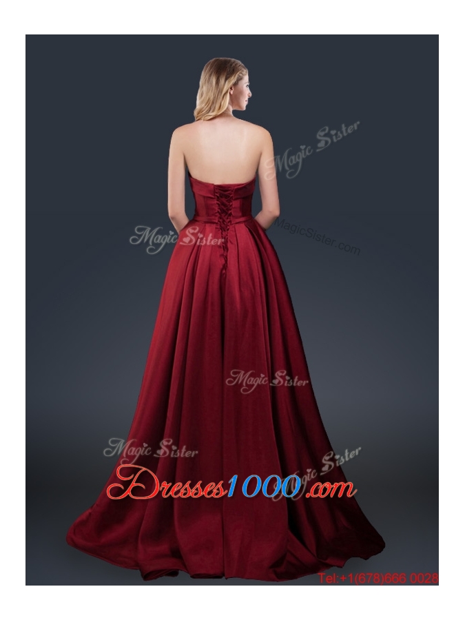 Winter Gorgeous A Line Strapless Prom Dresses with Brush Train
