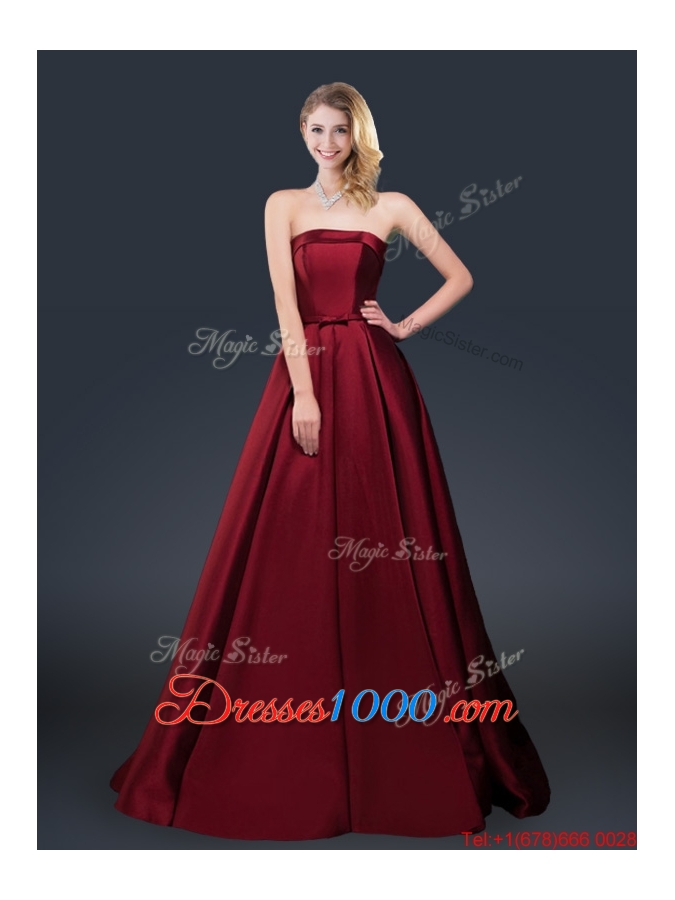 Winter Gorgeous A Line Strapless Prom Dresses with Brush Train