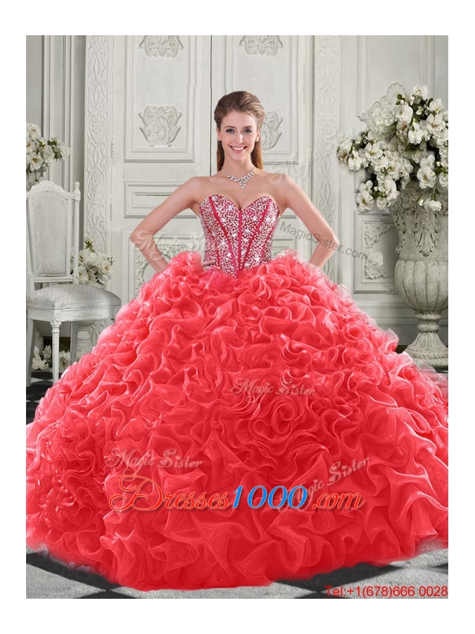Elegant Visible Boning Organza Apple Green Quinceanera Dress with Chapel Train