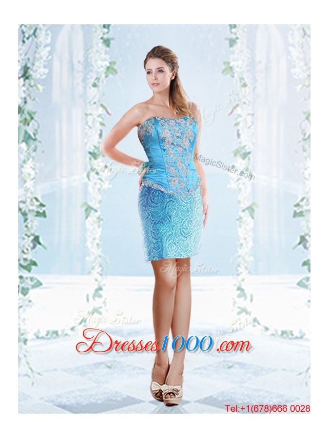 New Style Gorgeous Applique and Ruffled Detachable Quinceanera Dresses in Aqua Blue
