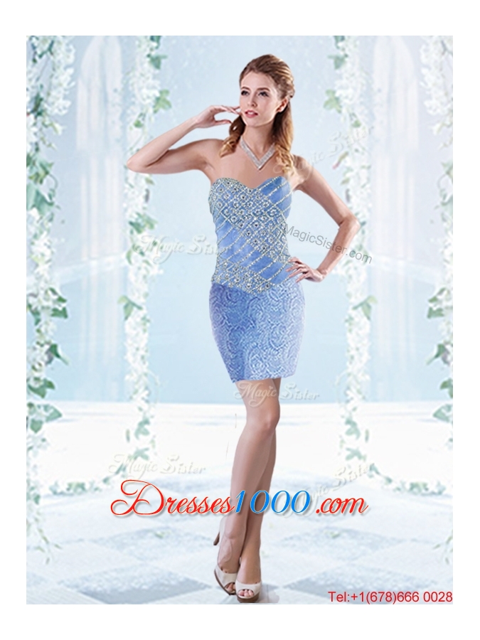 Sweet Beaded Aque Blue Detachable Quinceanera Dresses in Organza