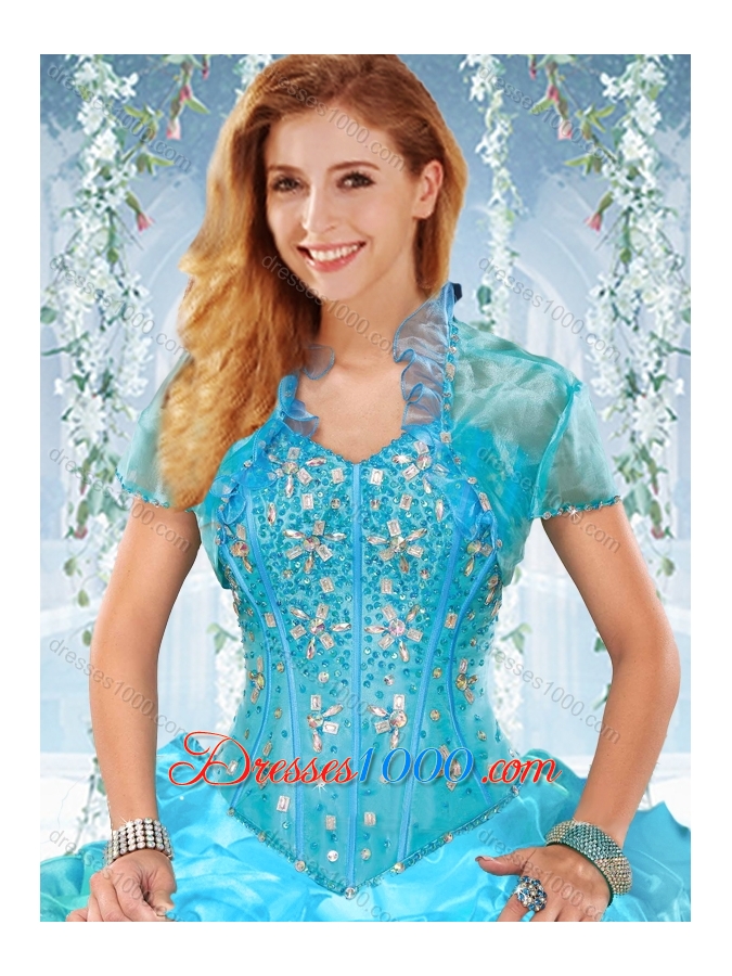 Discount Organza Rose Pink Detachable Quinceanera Gown with Beading and Bubbles