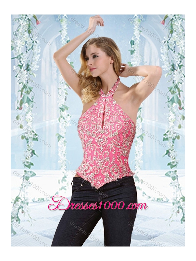 Cut Out Bust Beaded Bodice Detachable Quinceanera Dress with Halter Top