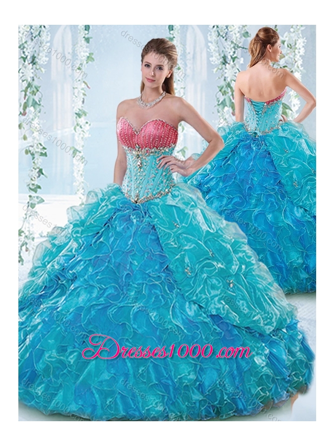 Elegant Beaded Bodice and Ruffled Elegant Quinceanera Dresses