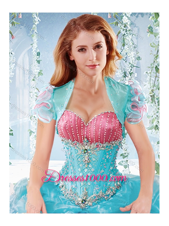 Exclusive Beaded Bodice and Ruffled Detachable Sweet 16 Dress in Organza