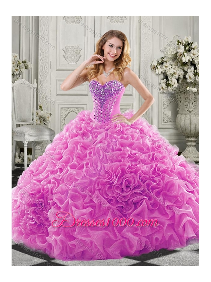 New Style Organza Lavender Elegant Quinceanera Dresses with Beading and Ruffles