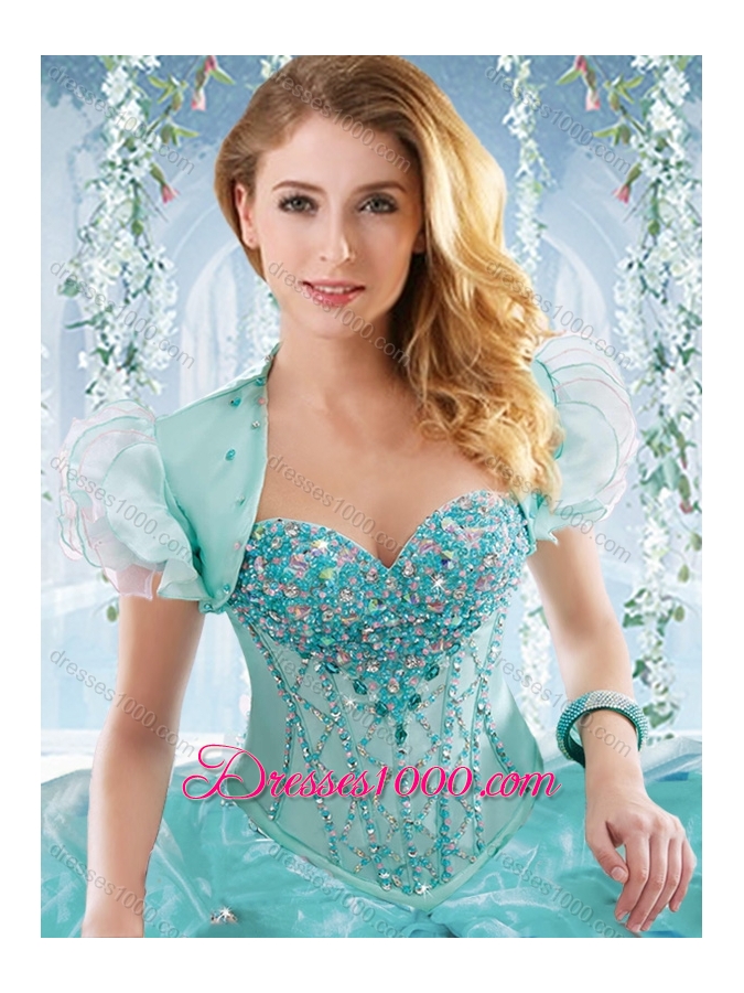 Popular Big Puffy Blue Detachable Sweet 16 Dress with Ruffles and Beading