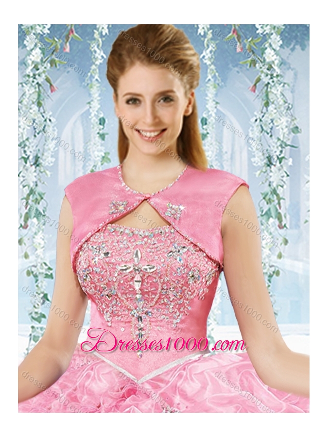 Popular Big Puffy Organza Detachable Sweet 16 Dress with Beading and Ruffles