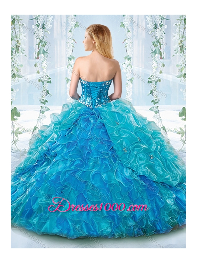 Visible Boning Big Puffy Detachable Quinceanera Dress with Ruffles and Beading