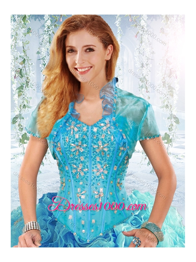 Visible Boning Rolling Flowers Elegant Quinceanera Dresses with Beaded Bodice