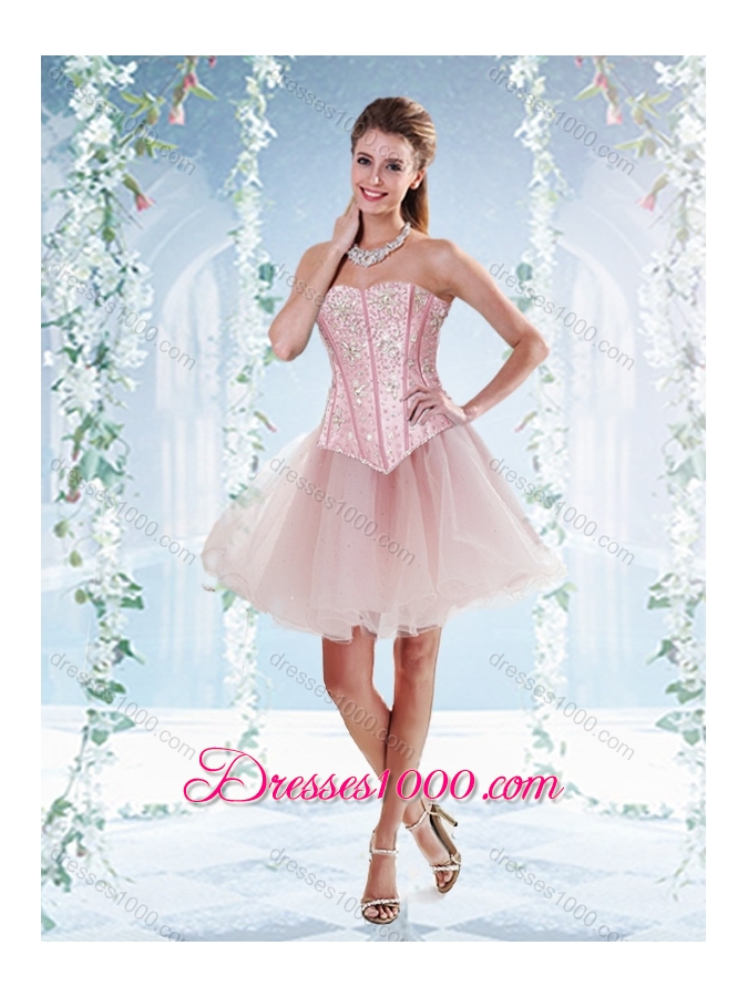 Visible Boning Rolling Flowers Elegant Quinceanera Dresses with Beaded Bodice