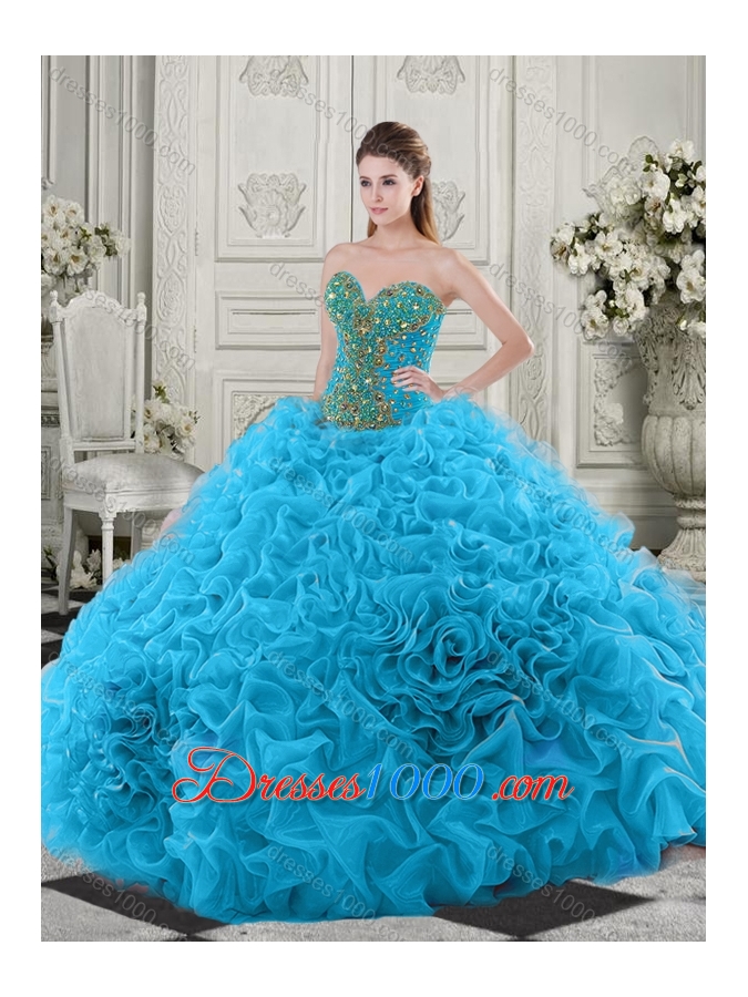 Exclusive Beaded Bodice and Ruffled Sweet Fifteen Dresses in Baby Blue