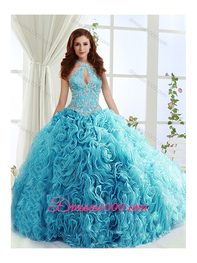 Cut Out Bust Beaded Detachable Quinceanera Gowns in Baby Blue