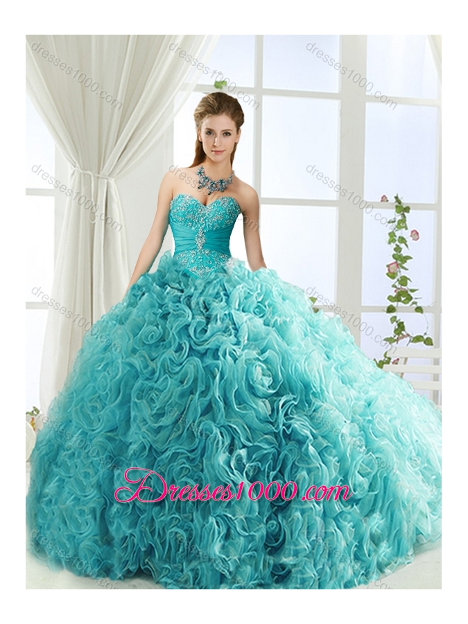Elegant Big Puffy Rolling Flowers Detachable Quinceanera Dresses with Beading and Appliques