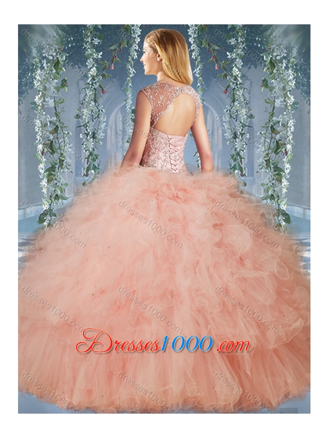 Exclusive Beaded and Ruffled Quinceanera Dress with Detachable Straps
