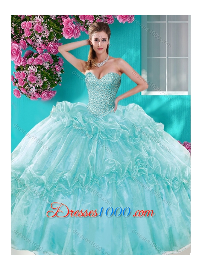 Exquisite Beaded and Pick Ups Quinceanera Dresses with Really Puffy