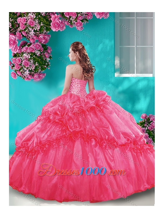 Exquisite Beaded and Pick Ups Quinceanera Dresses with Really Puffy