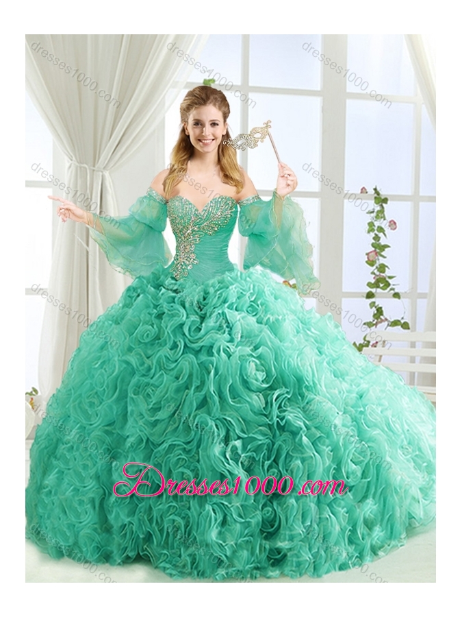 Exquisite Beaded Big Puffy Detachable Quinceanera Dresses with Brush Train