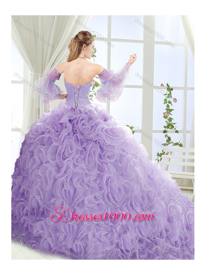 Exquisite Beaded Big Puffy Detachable Quinceanera Dresses with Brush Train