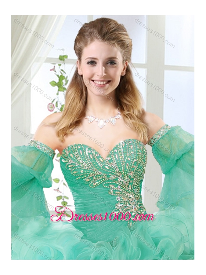 Exquisite Beaded Big Puffy Detachable Quinceanera Dresses with Brush Train