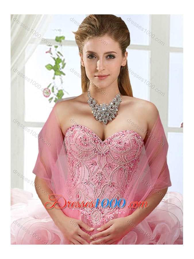 Fashionable Brush Train Detachable Quinceanera Dresses with Beading and Rolling Flower