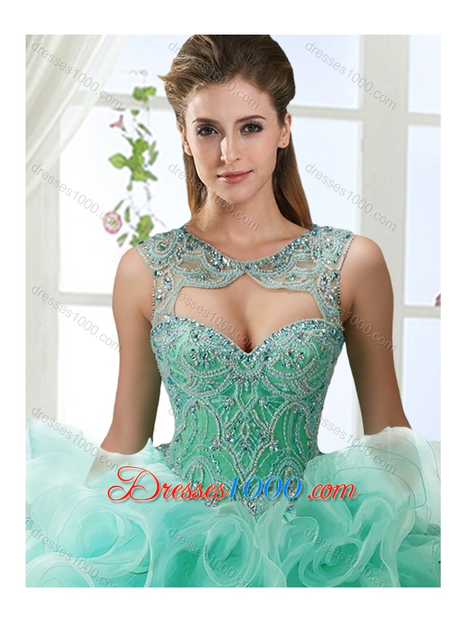 Fashionable Brush Train Detachable Quinceanera Dresses with Beading and Rolling Flower
