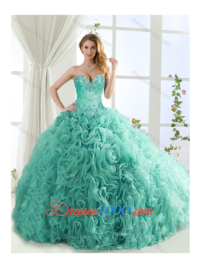 Feminine Visible Boning Beaded Detachable Quinceanera Dress in Rolling Flowers