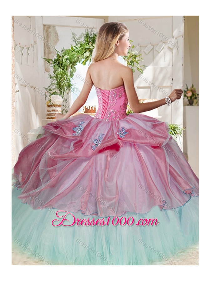 Gorgeous Beaded Bodice and Applique Big Puffy Quinceanera Dress for 2016