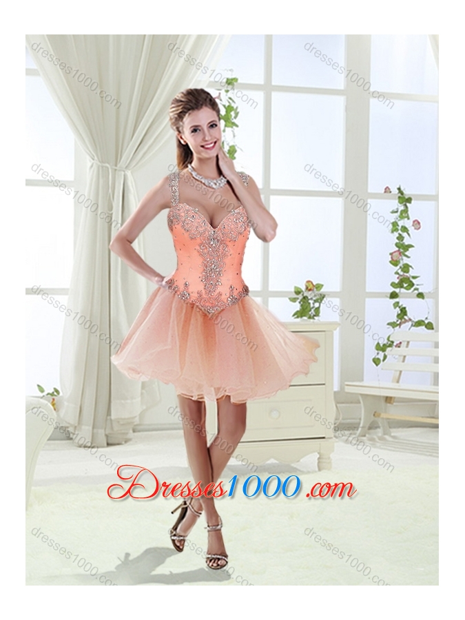 Gorgeous Beaded Straps Detachable Quinceanera Gowns with See Through Back