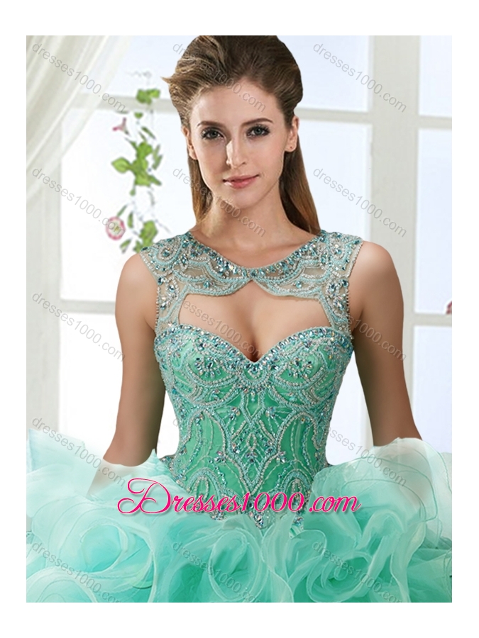 Romantic Beaded and Rolling Flowers Detachable Quinceanera Dresses with Brush Train