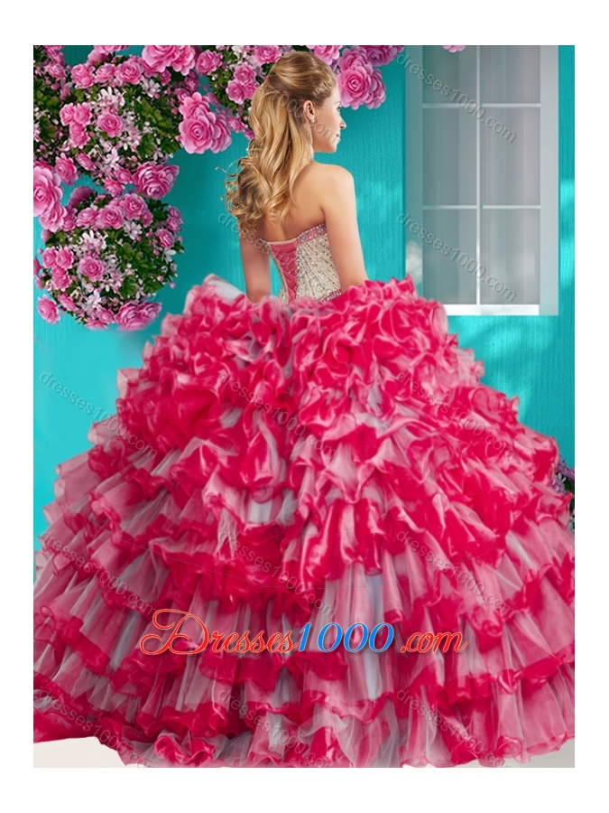 Romantic Beaded and Ruffled Layers Quinceanera Dress with Really Puffy
