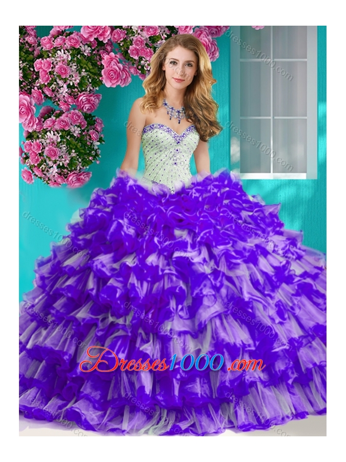 Romantic Beaded and Ruffled Layers Quinceanera Dress with Really Puffy