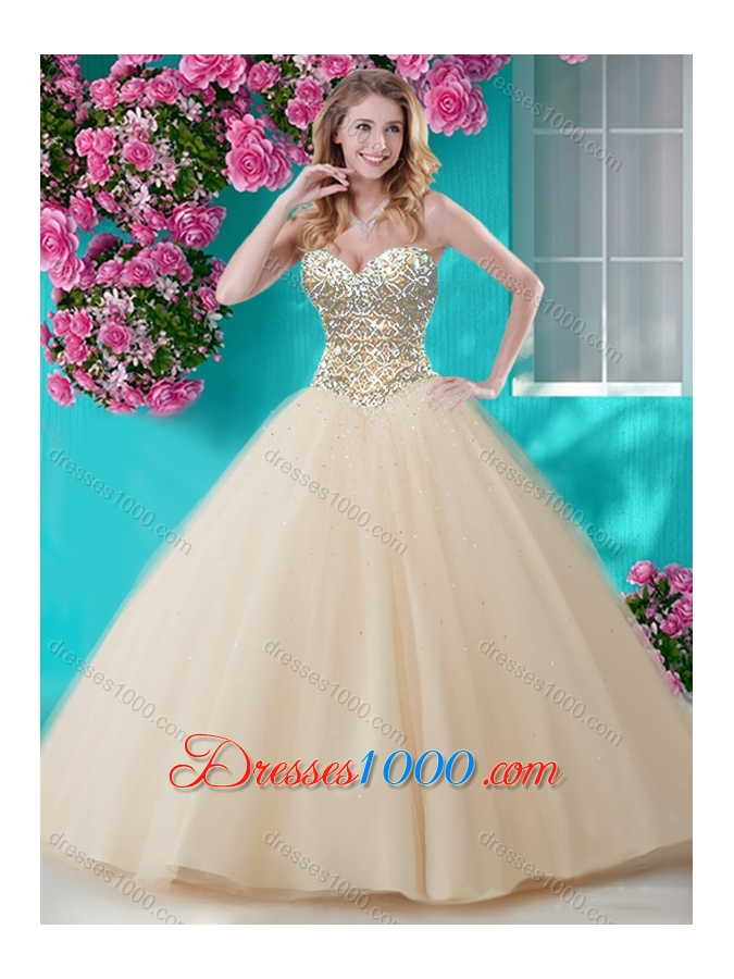 Artistic Big Puffy Tulle Sweet 15 Dress with Beading and Rhinestone
