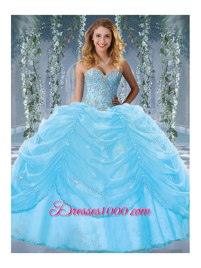 Classical Beaded and Bubble Big Puffy Organza Sweet 15 Dress in Orange Red