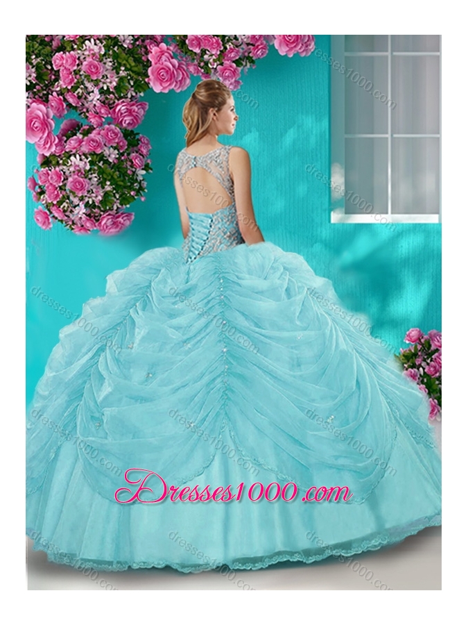Classical Big Puffy Champagne Quinceanera Dress with Beading and Bubbles