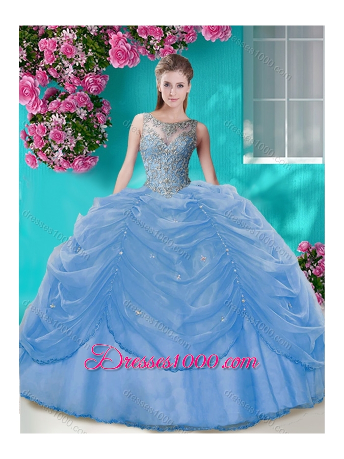 Classical Big Puffy Champagne Quinceanera Dress with Beading and Bubbles