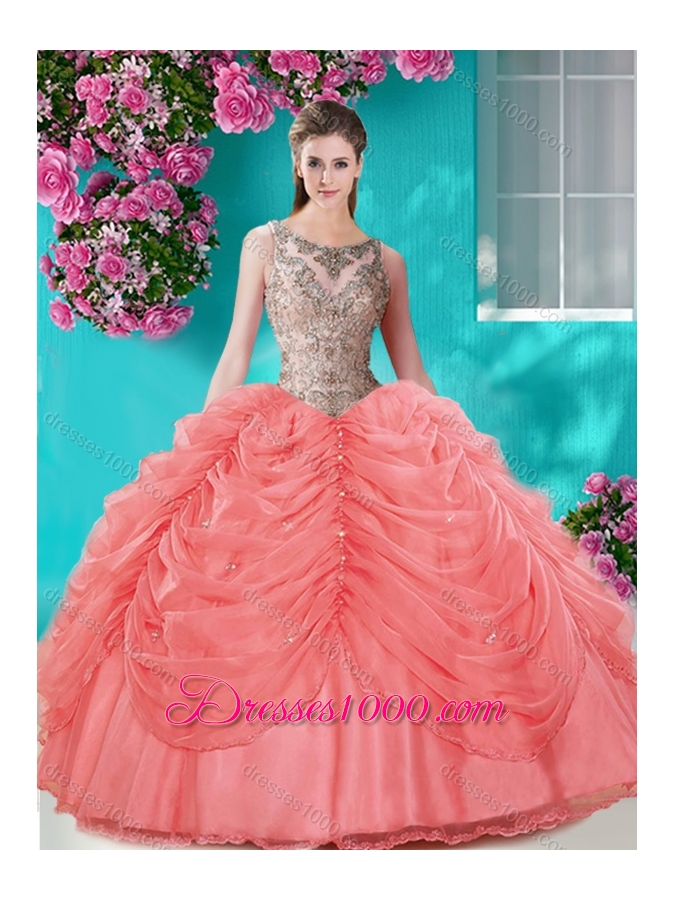 Classical Big Puffy Champagne Quinceanera Dress with Beading and Bubbles