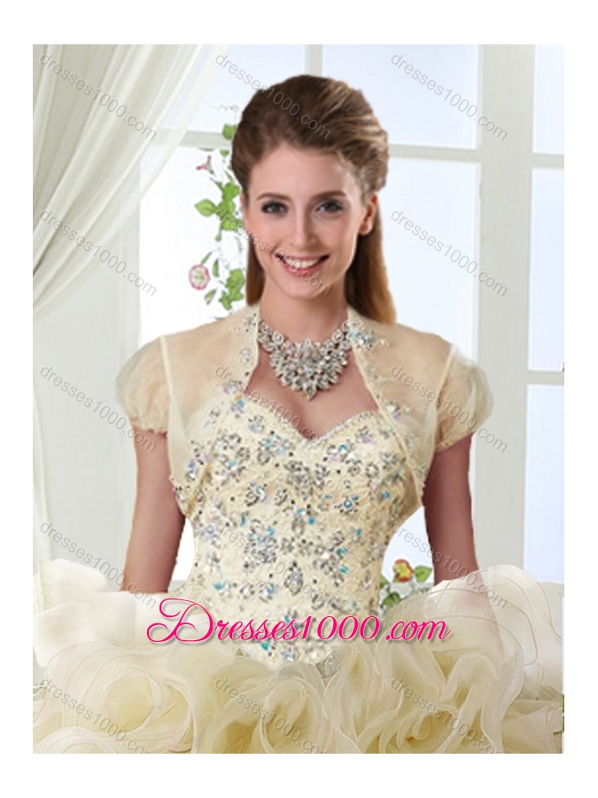 Decent Rolling Flowers Really Puffy Sweet Fifteen Dresses with Beading