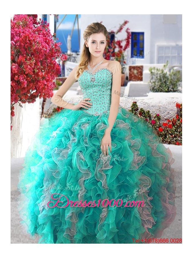 Lovely Really Puffy Quinceanera Dress with Beading and Ruffles