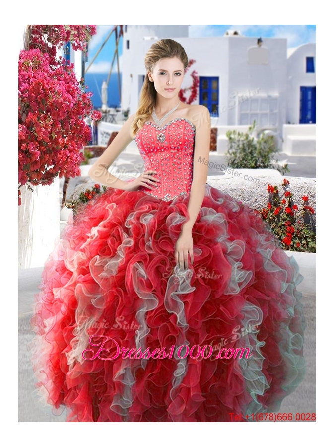Lovely Really Puffy Quinceanera Dress with Beading and Ruffles