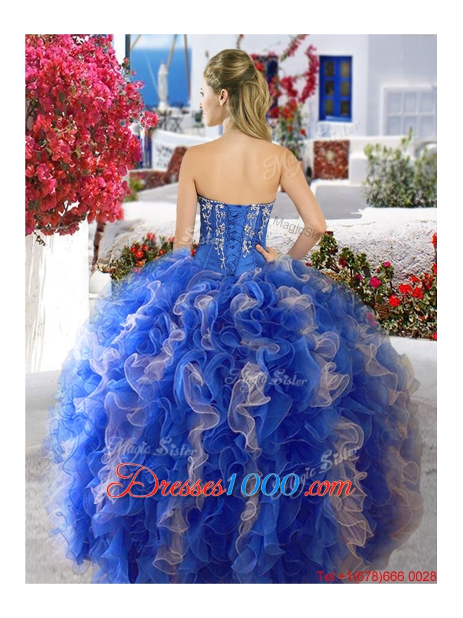 Perfect Red and White Quinceanera Dress with Beading and Ruffles