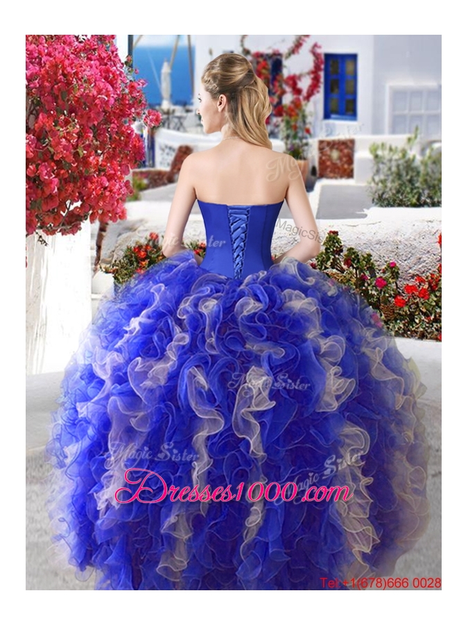 Popular Puffy Skirt Applique and Ruffled Quinceanera Gown for Spring