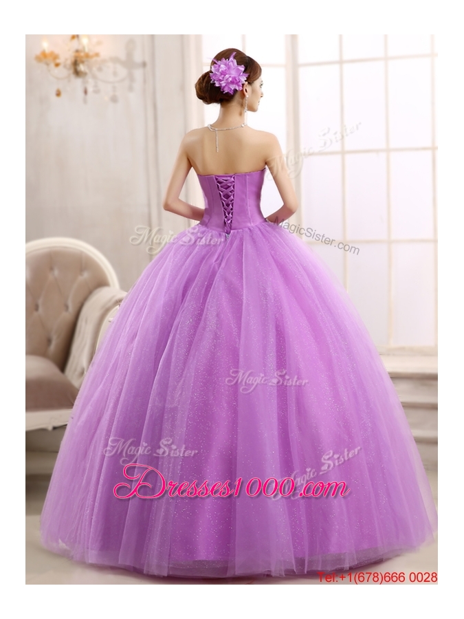 Spring Elegant Really Puffy Tulle Lilac Quinceanera Dress with Beading