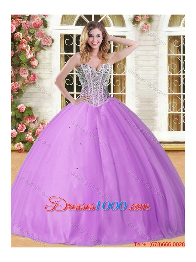 Discount Puffy Skirt Tulle Quinceanera Gown with Beading for 201