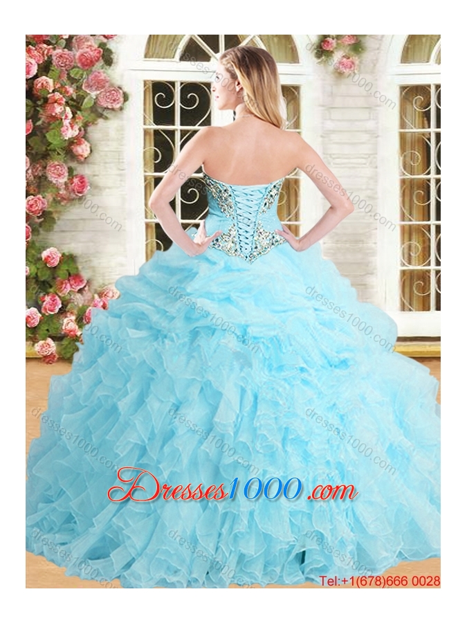 Exclusive Organza Pink Sweet 15 Dress with Pick Ups and Ruffles