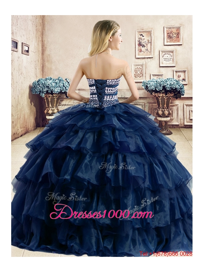 Romantic Beaded and Ruffled Layers Organza Quinceanera Dress in Purple