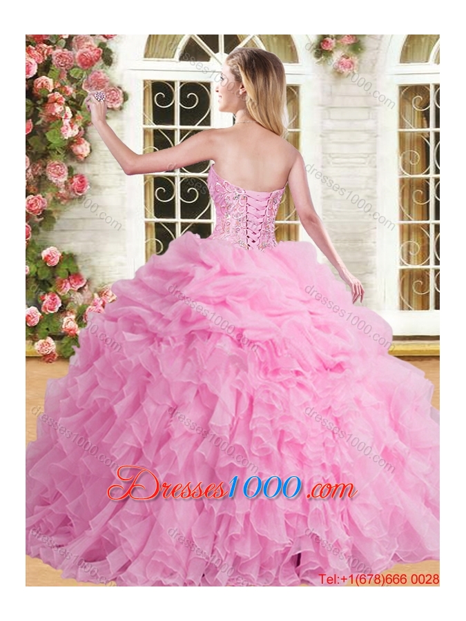 Spring Classical Beaded Bodice and Ruffled Sweet 15 Dress in Organza