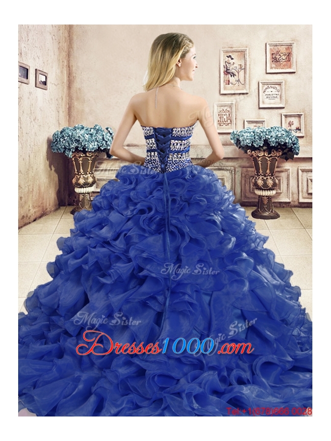 2016 Hot Sale Ball Gown Beaded and Ruffled Sweet 16 Dress in Red